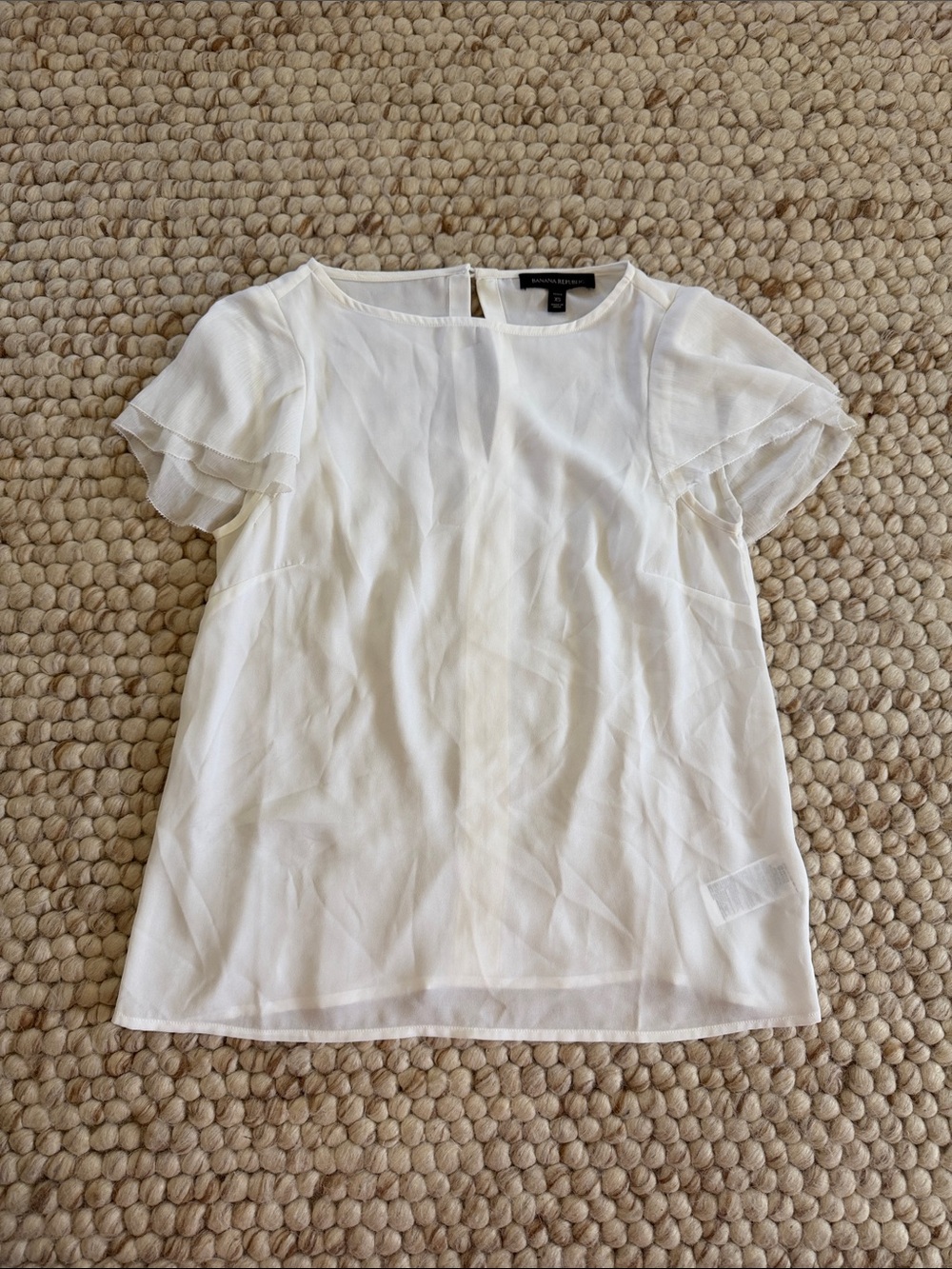Banana Republic Cream Short Sleeve Sheer Blouse